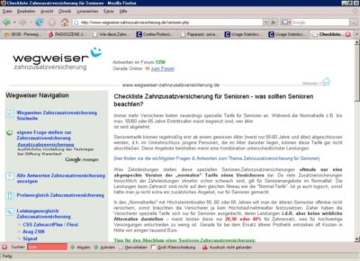 Pressefoto: Pressefoto , 2008 © Screenschot zur übersichtlichen und informativen Checkliste "Zahnzusatzversicherung für Senioren"