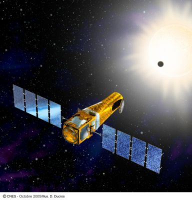 Pressefoto: , 2010 © corot Teleskop - künstlerische Darstellung mit maßlos übertriebenen hellen Stern .jpg