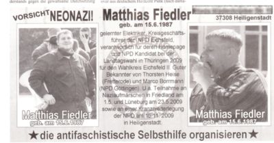 Pressefoto: , 2010 © Antifa-Anzeige in Göttinger Drucksache vom 12.3.2010 - Adresse geschwärzt