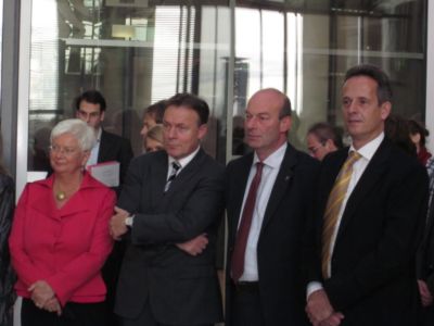 Pressefoto: , 2010 © Gerda Hasselfeldt, Bundestagsvizepräsidentin, Thomas Oppermann MdB-SPD, Landrat Joachim Claus, stellvertr Vorsitzender des Regionalverbandes Harz und Dr. Lutz Knopek MdB-FDP