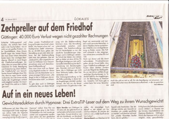 Pressefoto: , 2011 © Ein normaler Artikel im Extratipp ist sechsspaltig - wie man hier sieht