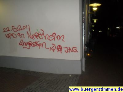 Pressefoto: Porth , 2011 © Graffiti gefunden am 5.5.11 in der Düsteren Straße - Durchgang zum Nikolai-Kirchhof